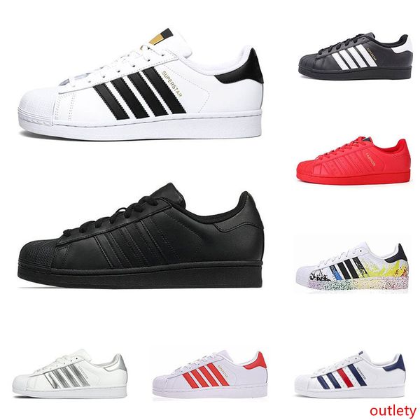 

star superstars men women flat casual shoes triple black white gold red pride iridescent mens fashion leather sneakers outdoor walking
