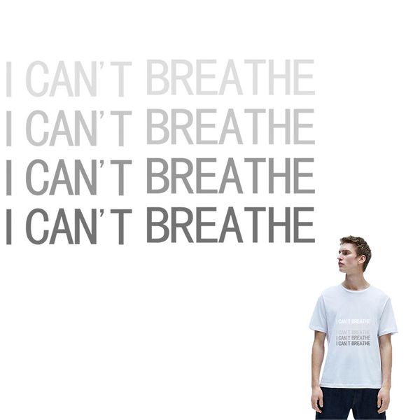 

i cancan't breathe i can't breathe protest text ironing diy clothes printing ironing painting, Gray;blue