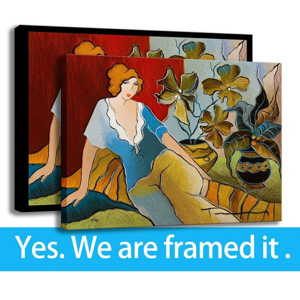 

hd print canvas oil painting character art wall picture porch decor framed art - ready to hang - framed