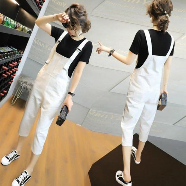 

white back belt pants women's cropped pants spring and autumn 2020 new leisure student harlan jumpsuit summer women jeans, Blue