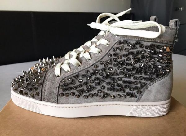 

birthday gift brand red sole fashion hi sneakers men flat suede blue riveria pik pik sneakers 35-46 wholesale store, Black