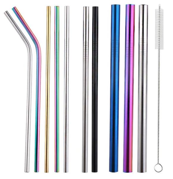

2pcs metal straws 304 stainless steel pipes drink ware tools bar accessories beverage suck straight straw bending reusable tool