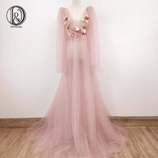

don&judy v neck embroidery maternity dresses evening prom dresses tulle dress party gown for p shoot studio pgraphy prop, White