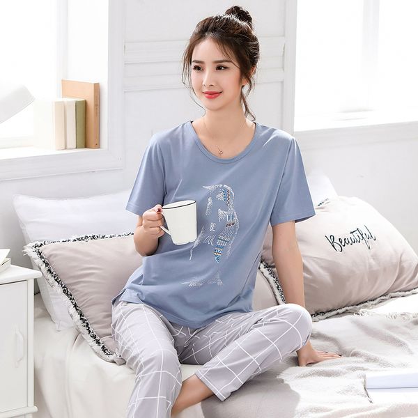 

Summer Spring New Women Pyjamas Clothing Short Tops Set Female Pajamas Sets NightSuit Sleepwear Sets Women Home Wear 5XL