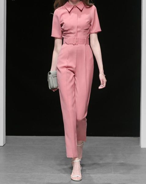 

2020 new women's fashion temperament casual short-sleeved shirt high waist pants suit, White