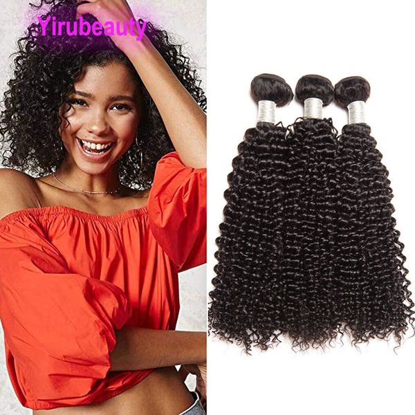 Extensões de cabelo humano peruano Kinky Curly 10 Pacotes Cor Natural 10 Peças/conjunto Atacado Tramas de Cabelo Duplo Yirubeauty Cabelo Tinturável