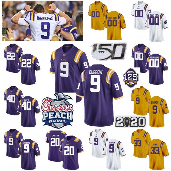 

lsu tigers jerseys joe burreaux jersey burrow clyde edwards-helaire odell beckham jr. leonard fournette college football jerseys custom, Black