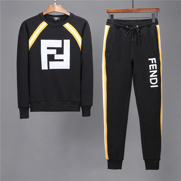 

fends mens designer sweater fashion sports suit luxury casual pullover classic wild sports pants letter printing sweater set, Gray