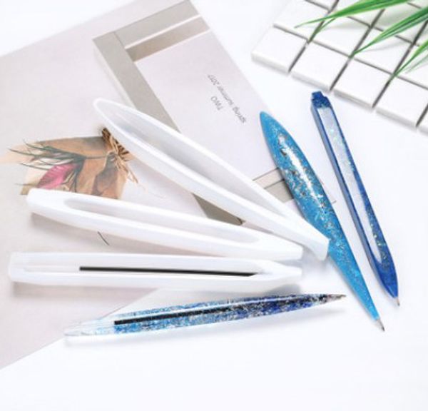 

mirror surface ballpoint pen silicone uv resin kawaii style kids gifts 1pc, Blue;slivery