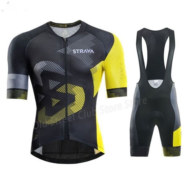 

new 2020 team strava cycling clothing bike jersey shorts set ropa men pro jersey short sleeves bicycling maillot culotte, Black;blue