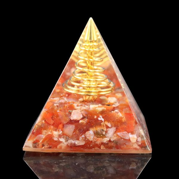 

5 pcs unique red agate and resin geometric pyramid pendant spring spiral gold plated aquamarine jewelr, Silver