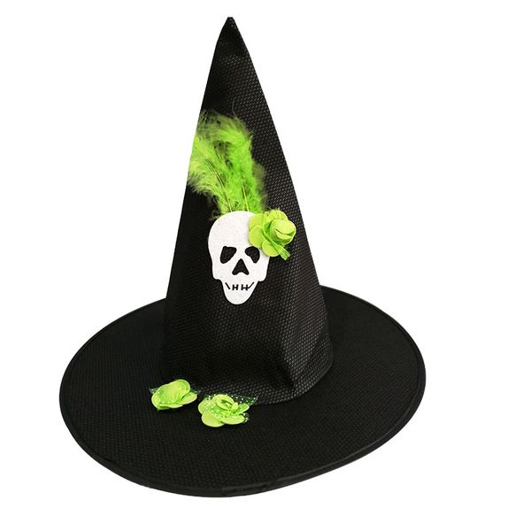 

new halloween children toys gift prom party witch new halloween pointy hat party costume props non-woven golgo artificial flower feath, Silver