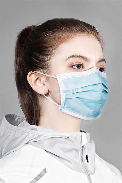 

лот 50pcs синий одноразовые lastic обложка 3 слойного пыле ушного рта dust лицо non woven маски мягкий дышащий из a9wo