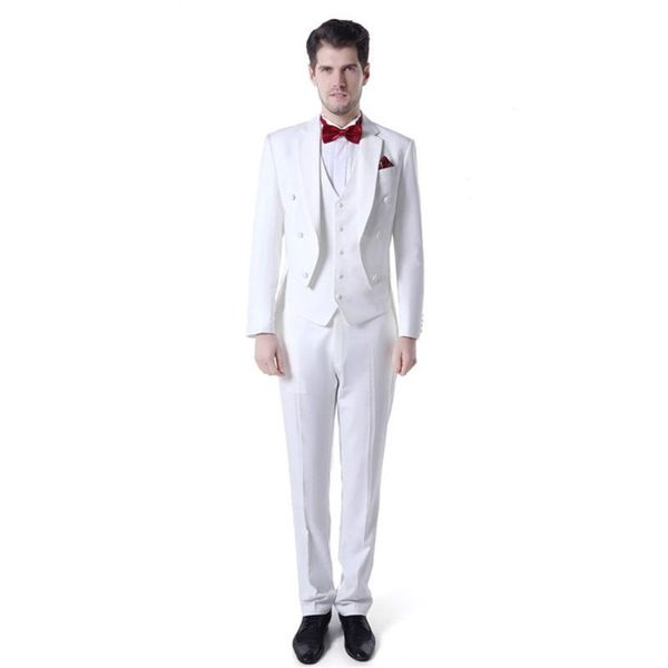 

2020 белый мужской костюм 3 шт. (куртка+жилет+брюки) жених смокинги свадебные костюмы slim fit для мужчин партия выпускной костюм, White;black