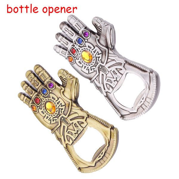

12pcs the thanos gauntlet glove beer bottle opener keychain infinity useful wine soda glass cap tool household keyring, Silver