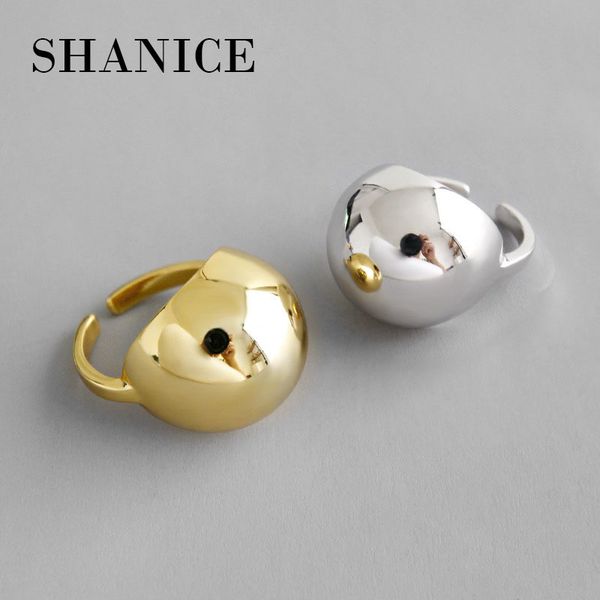 

shanice ins 925 sterling silver open кольцо темперамента ниша геометрического гладкий шар регулируемого палец кольцо серебряного ювелирный p