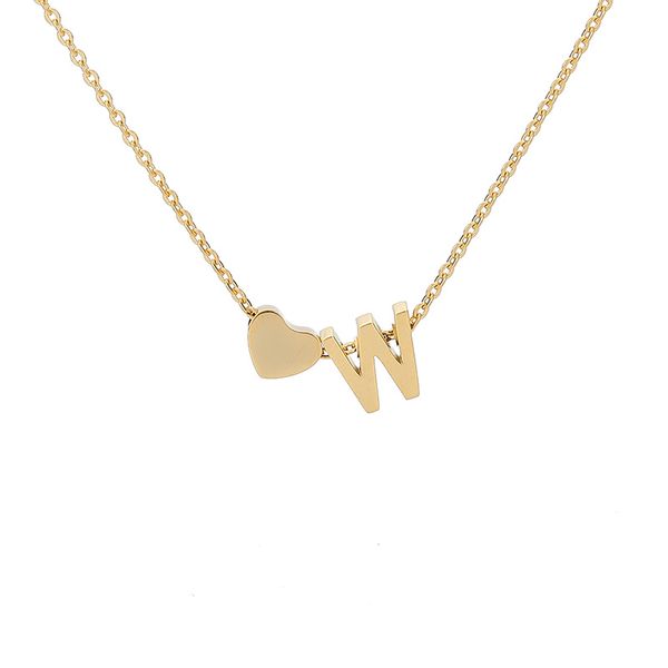 

stainless steel heart letter w necklaces pendants for women rose gold silver long chain female pendant necklace collier femme