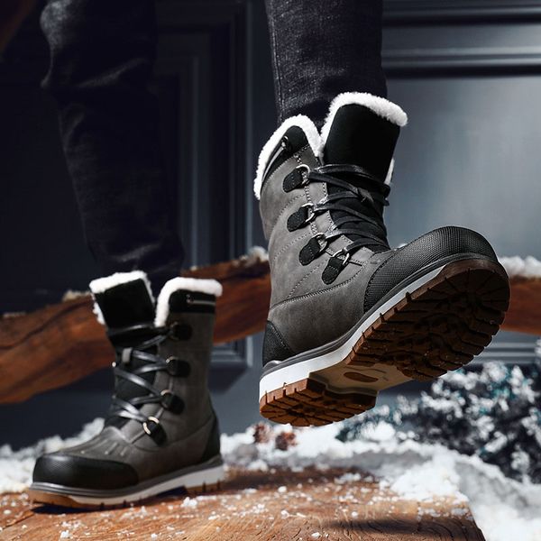

men winter shoes snow boots warm anti-slip thicken casual for outdoor hiking ssa-19ing, Black