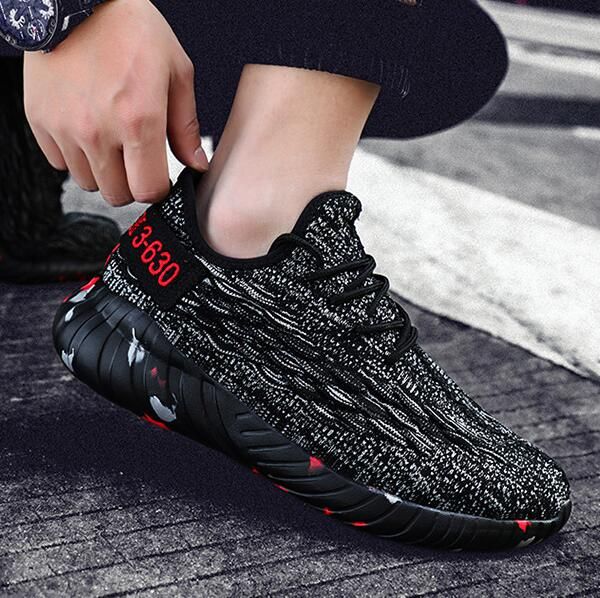 

2019 new designer autumn and winter flying woven fashion luxury casual sports shoes running shoes breathable men's shoes ing, Black