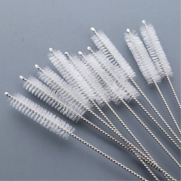 

100pcs eco friendly nylon stainless steel metal drinking straw reusable straws cleaner brush set cleaning tools wholesale