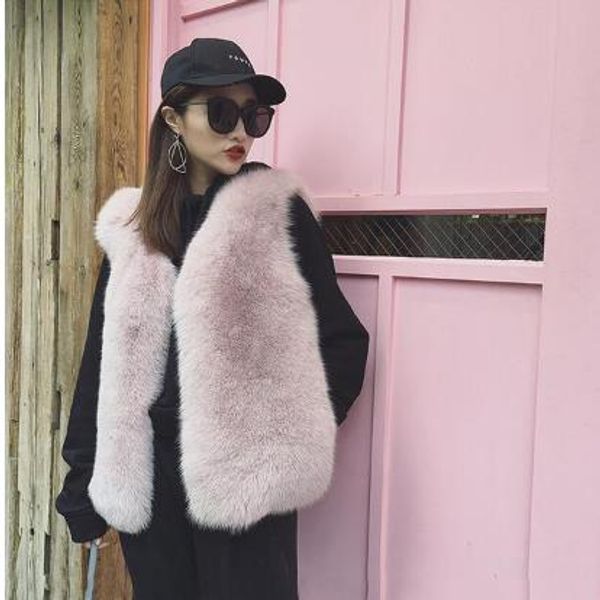 

vetement 2019 winter women's faux fur coat artificial fur vest furry vests femme jackets plus size furry fake gilet z187, Black