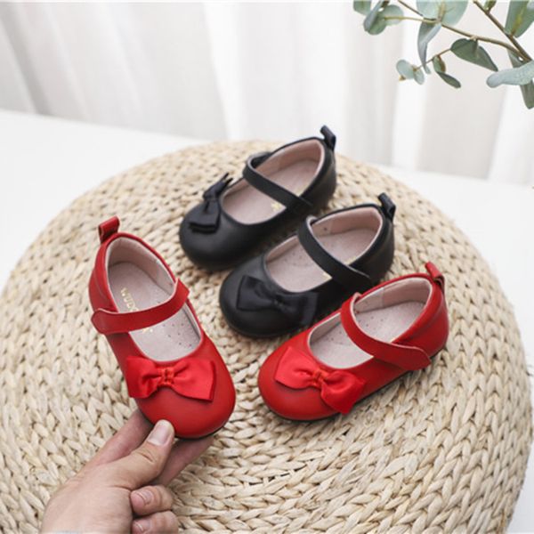 

tick tok 2020 children' shoes spring summer autumn princess round toe soft sole shoes leather girls retro baby fashion, Black;grey