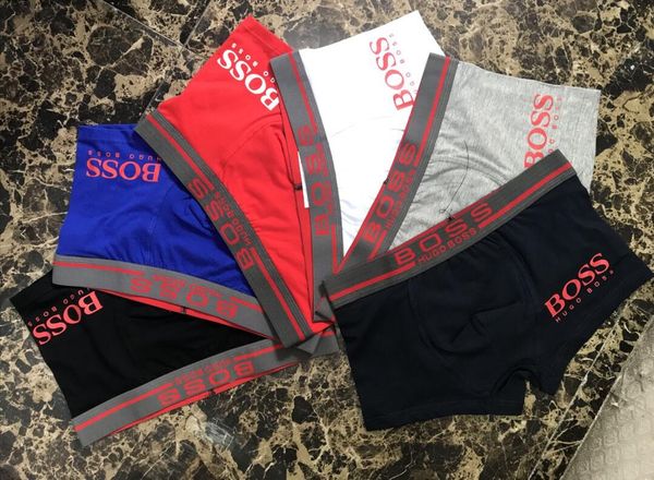 

мужская коробку элитное нижнее белье коробк-упакованный 4 штук мода марка трусы объединить европейский и американский хлопок письмо нижнее б, Black;white