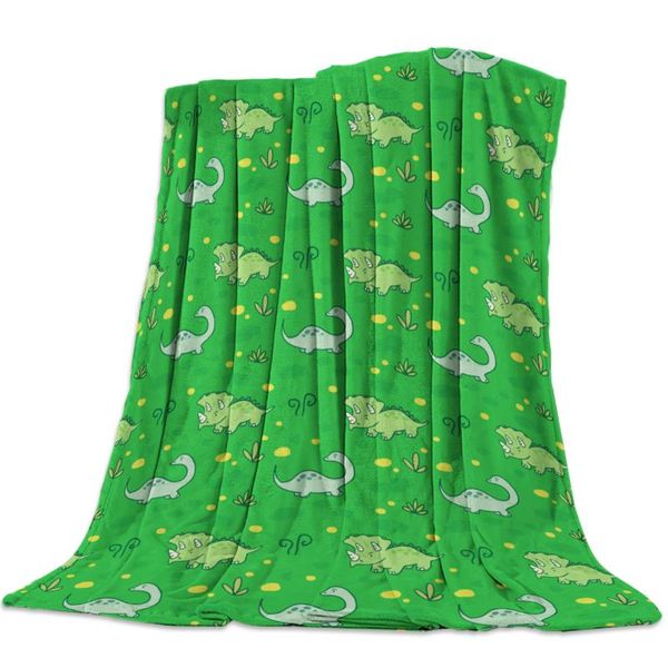 

мягкий теплый коралловый флис одеяло милый динозавр зеленый мультфильм зима простыня покрывало диван бросить свет тонкий фланель одеяла
