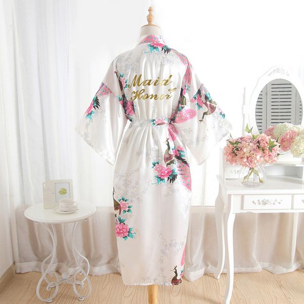 Matrimonio Damigella D'onore Pavone Abito Floreale Damigella D'onore Accappatoio Camicia Da Notte Per Le Donne Matrimonio Kimono Lungo Stile Degli Indumenti Da Notte