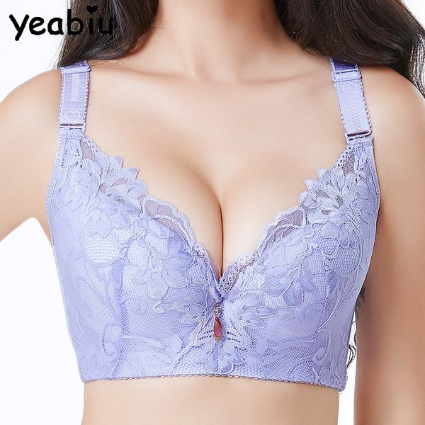 

women bras lace plus size brassiere push up vest comfort underwear female thin anti-sag bra full cup bra gather brassiere, Red;black