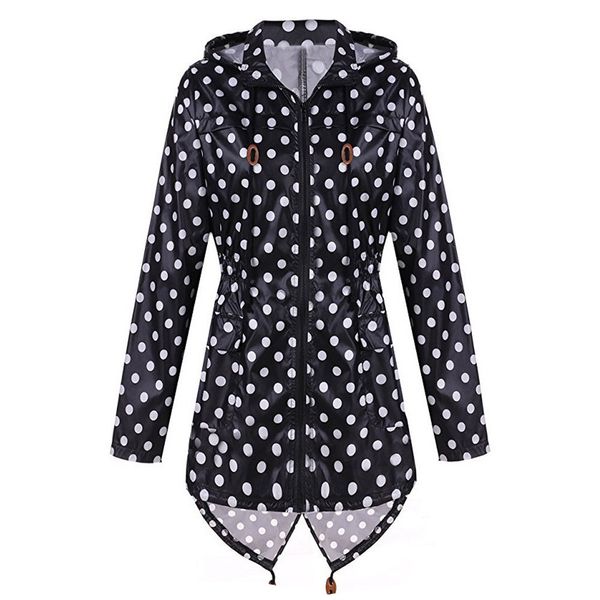

cardigan jacket autumn women fashion clothing coat woman classic fashion ladies polka dots raincoat ladies travel waterproof, Tan;black