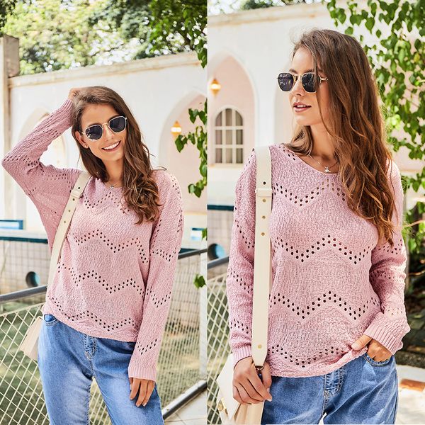 

women sweater solid color women bat sleeve pullover knite o-neck hollow sweater outwears, White;black