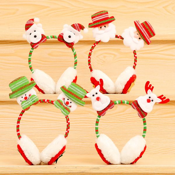 

kid christmas headband earmuffs santa claus elk bear headdress party decor cute christmas gift ears protect 6a0397