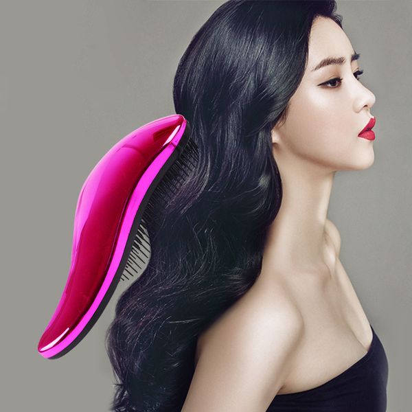 

brush long handle improve hair loss de fatigue relieve anti static gift electroplated handhold salon massage comb, Silver