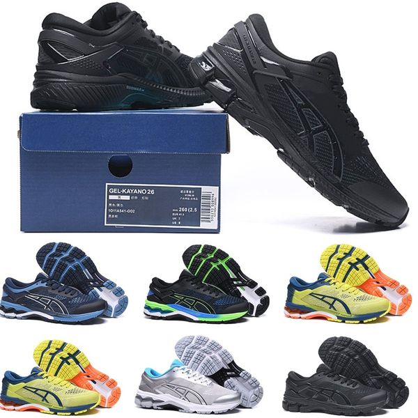 

gel kayano 26 youth boys women lady mens running shoes road runner sneakers big children trainers homme chaussures course bleu baskets, Black