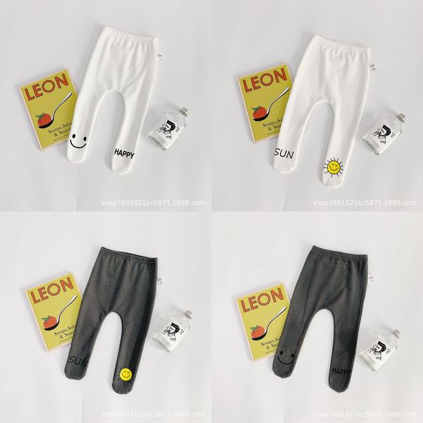 

ins2020 autumn infant leggings socks baby sun smiling face printing all-match warm leggings pantyhose warm pantyhose, Blue