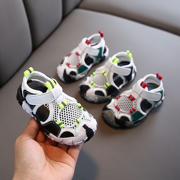 

summer boy leisure sports sandals breathable mesh beach shoes baby toddler shoes children's toddler sandal boy, Black;red