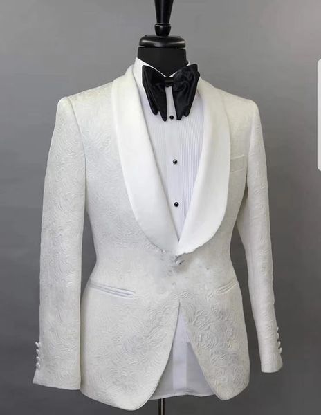 

handsome one button ivory paisley groom tuxedos shawl lapel men suits 2 pieces wedding prom dinner blazer jacket pants tie w889220a, Black;gray