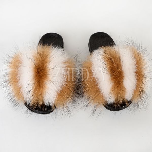 

women summer real fur slides fluffy fur slippers furry slippers fashion slides cute plush hair luxury, Black