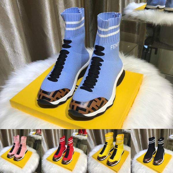 

Стрейч трикотажные ткани кроссовки сапоги Женские роскошные дизайнер обуви декоративные кружева красочные низкий каблук середине топ кроссовки Кроссовки обувь