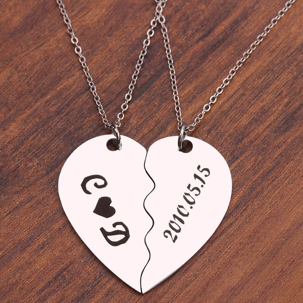 

meibeads частного заказ из нержавеющей стали двухсекционного строчка сердце ожерелья подвеска для пара friend рождественского подарка ювелир