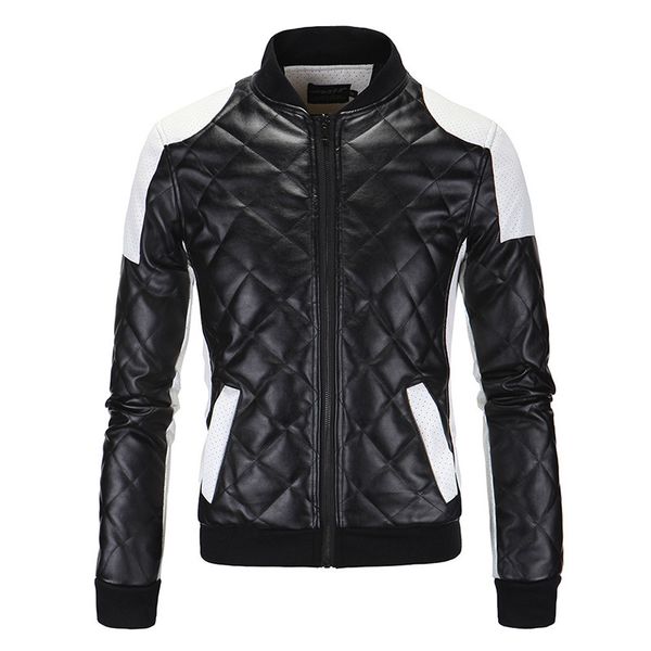 

mcikkny men's pu leather jackets coats stand collar motorcycle casual jackets outwear for male size m-5xl, Black