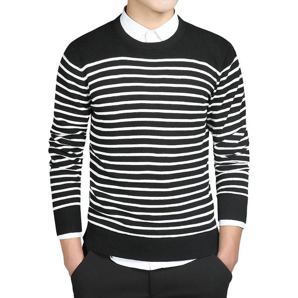 

mens sweater striped cashmere knitted basic sweaters jumper long sleeve male pullover homme contrast color, White;black