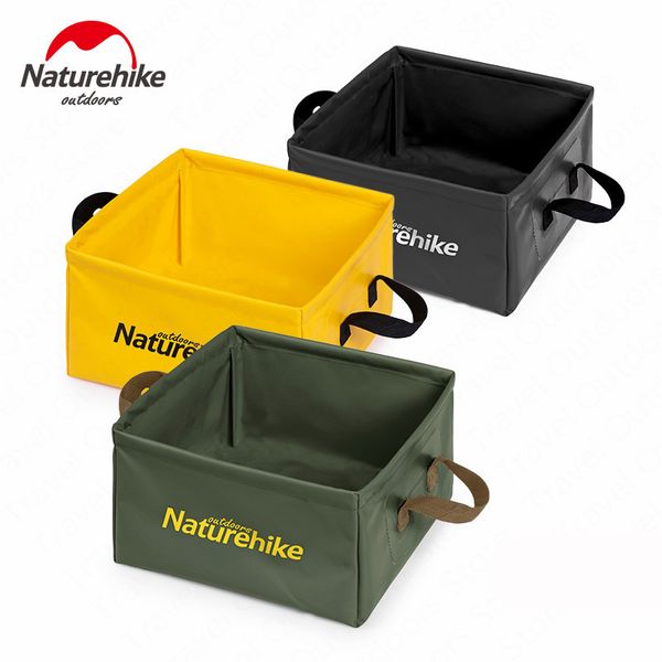 

naturehike outdoor folding 13l water bucket portable square storage barrel travel storage box durable camping bucket