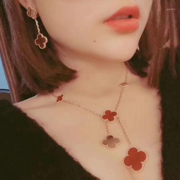 

necklace six flower necklace jewelry au750 for women's high jewelry christmas party gift length 19cm adjustable length1, Silver