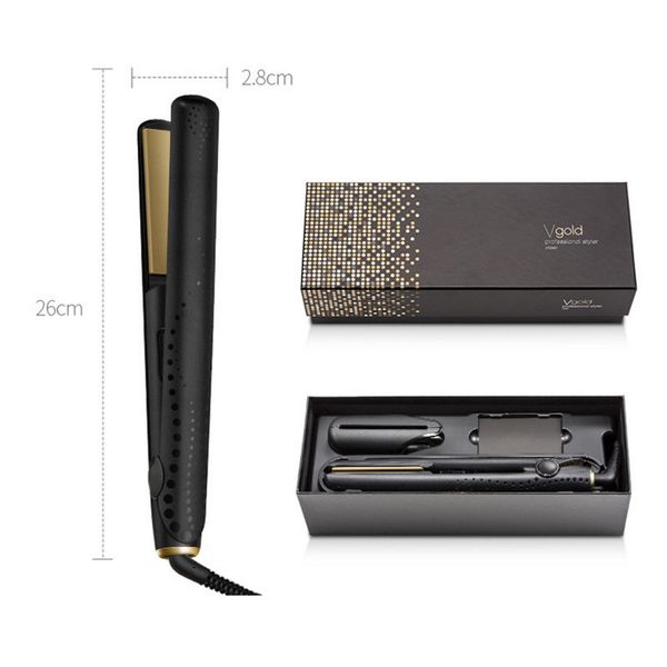 

in stock gh v gold professional hair straightener eu plug with retail box dhl fast ship hair styling tools version, Black