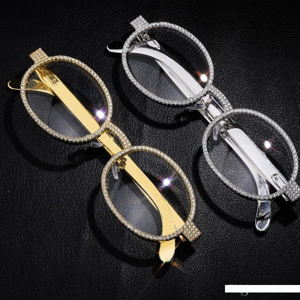 

роскошные ювелирные изделия 18k gold iced out очки micro асфальтовая кубический циркон рамки металла hip hop рэпер jewelry, Black