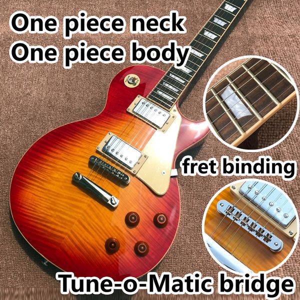 

Бесплатная доставка одна часть шеи одна часть электрической гитары тела, Upgrade Tune-O-Matic бридж гитары Tiger Flame стандартной гитаре