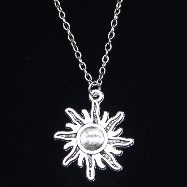 

20pcs new fashion necklace 28x25mm sun sunburst silver pendants short long women men colar gift jewelry choker