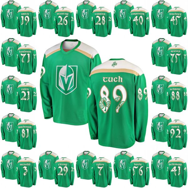 

Green 2019 St. Patrick's Day Jersey 89 Alex Tuch 61 Mark Stone 22 Nick Holden 71 William Karlsson Vegas Golden Knights Hokcey Jerseys